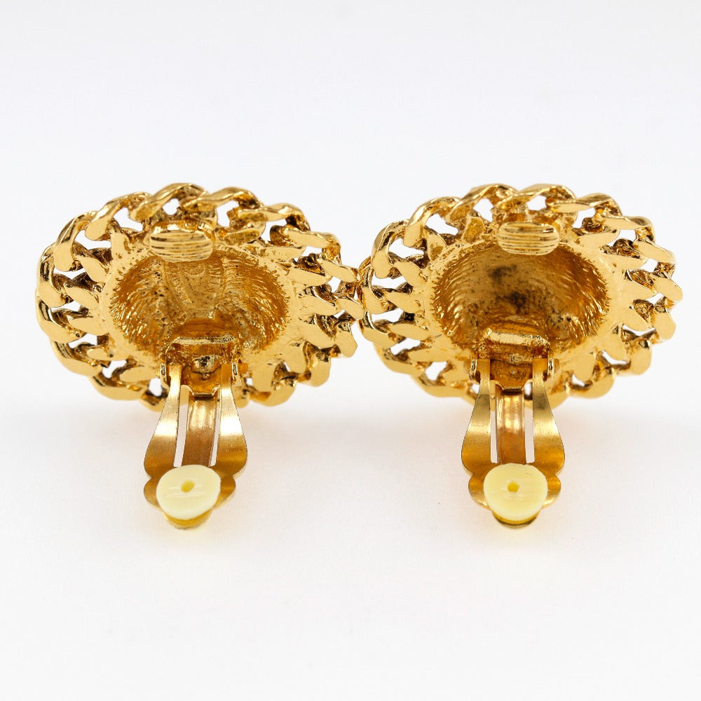 CHANEL Earring Plated Gold gold vintage Matrasse Chain COCO Mark Women