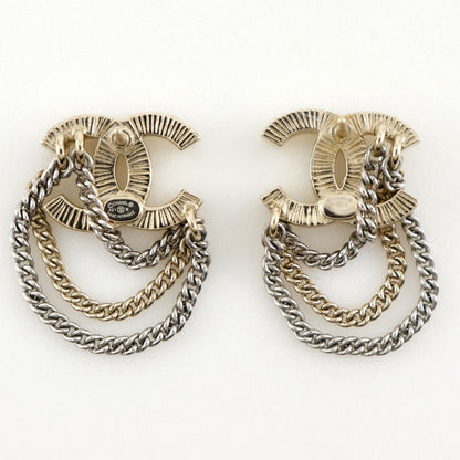CHANEL Pierce Metal x rhinestone Silver A21B COCO Mark Chain