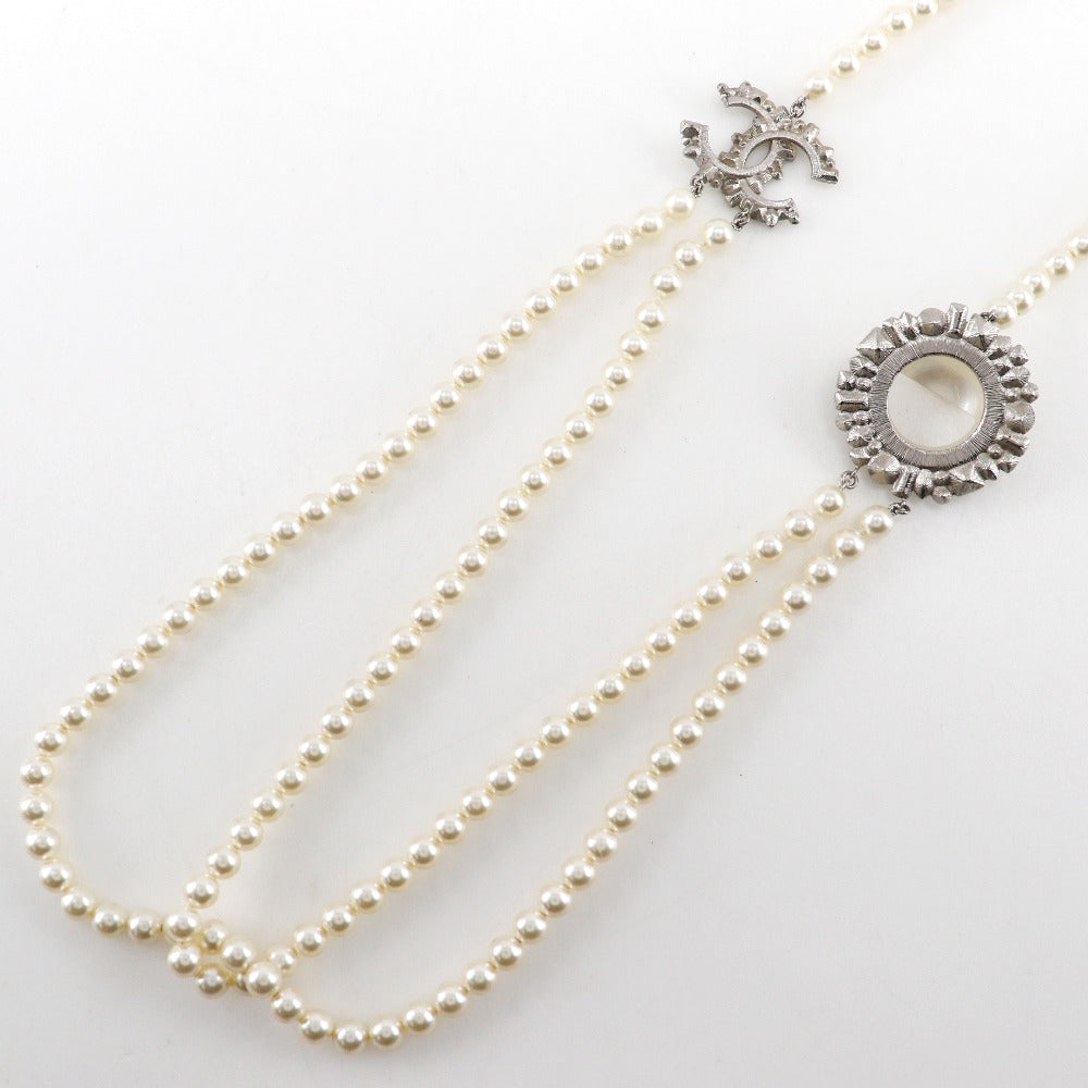CHANEL Necklace Faux pearls, rhinestones black COCO Mark Smile