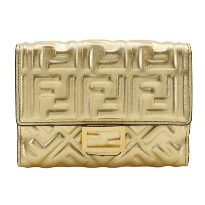 FENDI Bifold Wallet 8M0419 AAF2 F171Q Calfskin gold Zucca Pattern Embossed FF