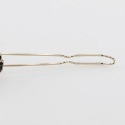 CHANEL Valletta Leather, Plated Gold black Chain Barrette CHANEL logo