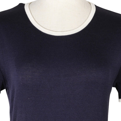 CHANEL knit P06382 cotton Navy blue 96P Short sleeve Women 38