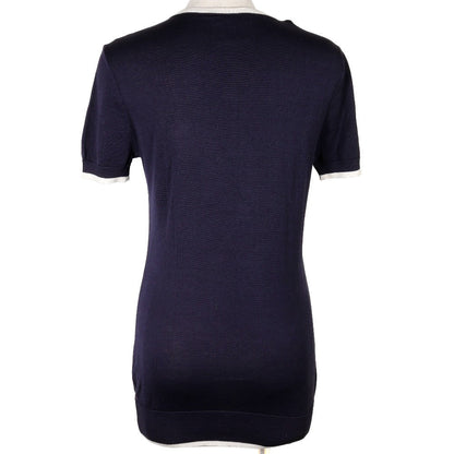 CHANEL knit P06382 cotton Navy blue 96P Short sleeve Women 38