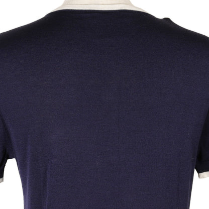 CHANEL knit P06382 cotton Navy blue 96P Short sleeve Women 38