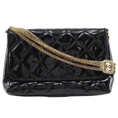 CHANEL Shoulder Bag enamel black Matrasse ChainShoulder