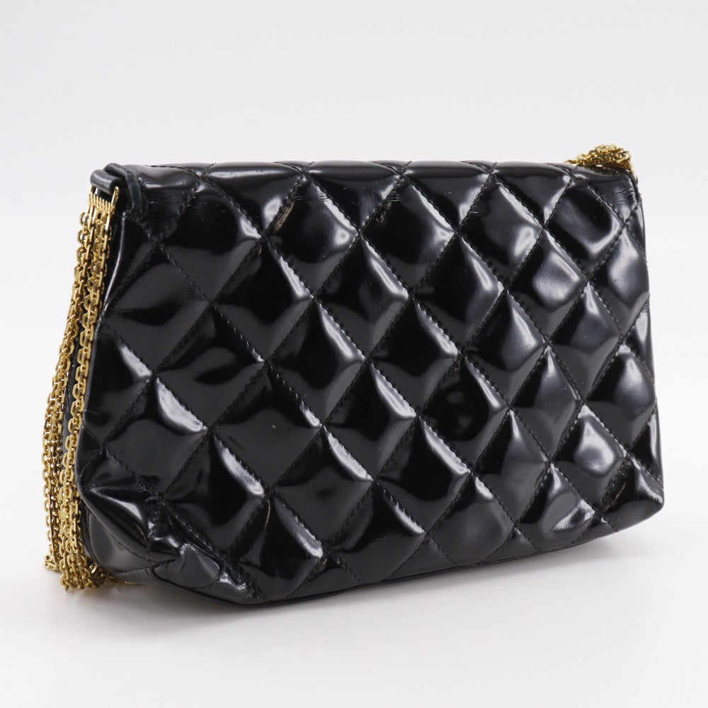 CHANEL Shoulder Bag enamel black Matrasse ChainShoulder