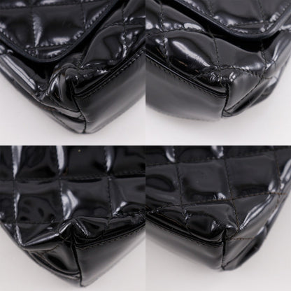 CHANEL Shoulder Bag enamel black Matrasse ChainShoulder