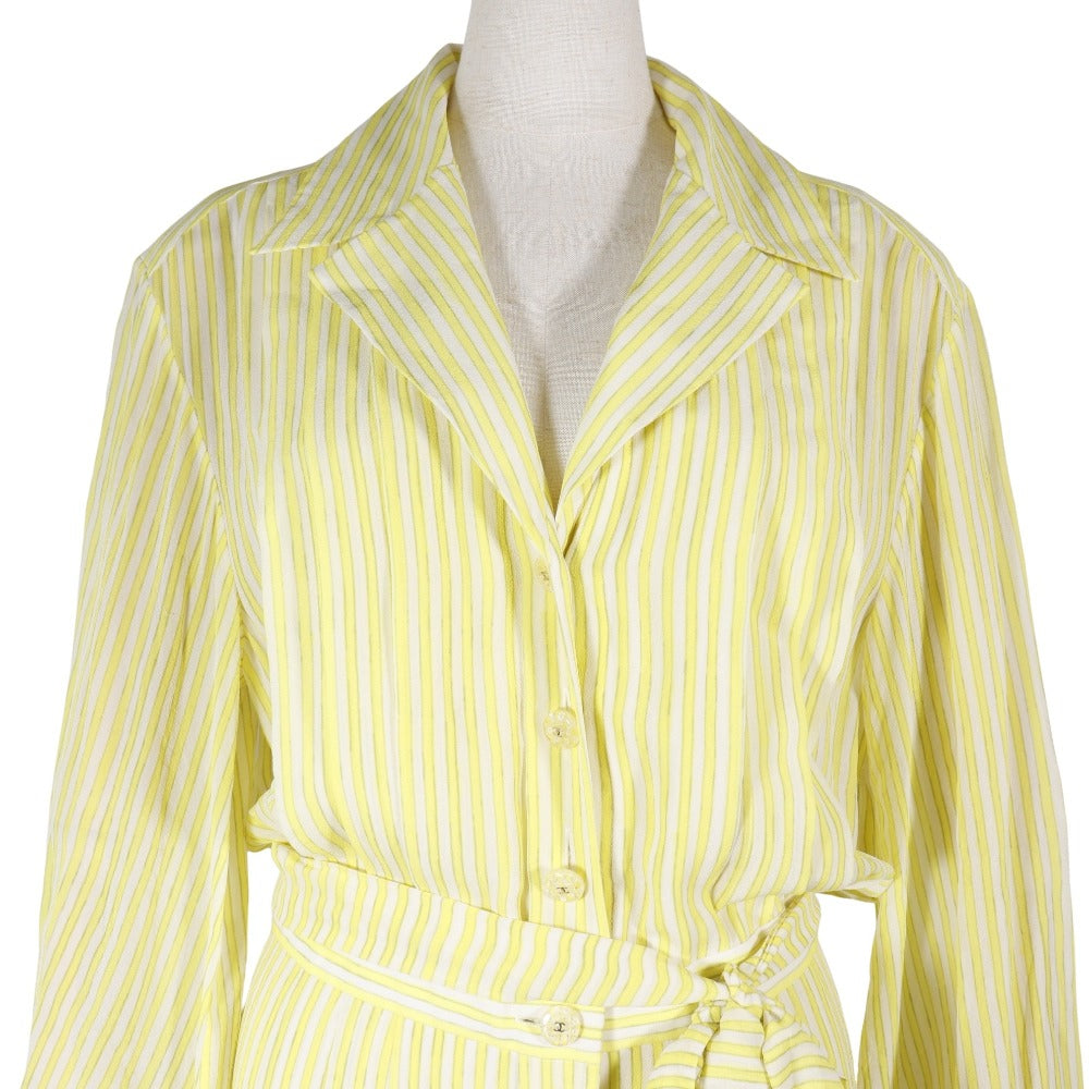 CHANEL one piece P61108V46519 silk yellow strap Shirt dress 34