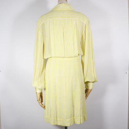 CHANEL one piece P61108V46519 silk yellow strap Shirt dress 34