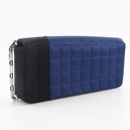 CHANEL Shoulder Bag A17829 Satin Blue ChainShoulder Chocolate bar