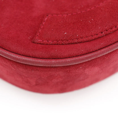 CHANEL Shoulder Bag Suede Red Chain pochette COCO Mark