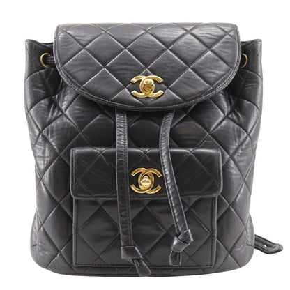 CHANEL Backpack lambskin black vintage Matrasse