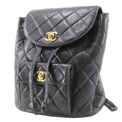 CHANEL Backpack lambskin black vintage Matrasse