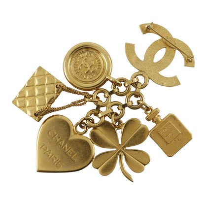CHANEL Brooch Plated Gold gold vintage Icon charm