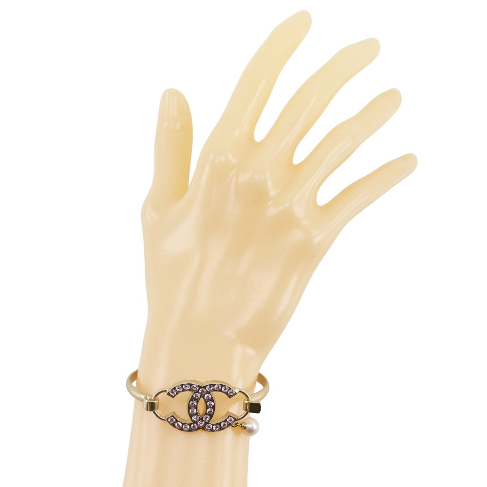 CHANEL Bangle Plated Gold, Rhinestones, Faux Pearls pink COCO Mark