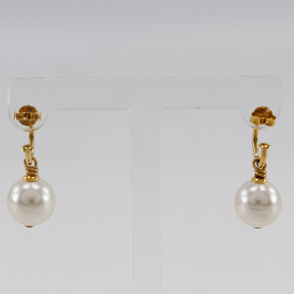 CHANEL Pierce Plated Gold, Faux Pearl gold hoop COCO Mark