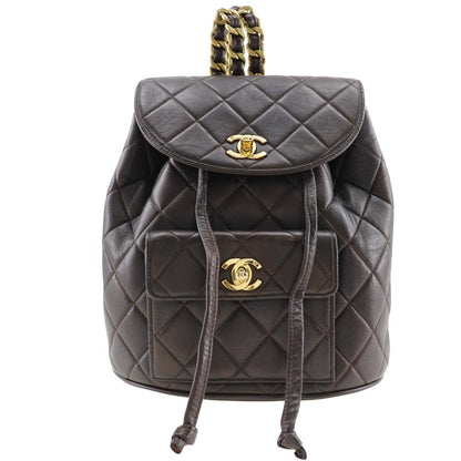 CHANEL Backpack lambskin Brown vintage COCO Mark Matrasse Women