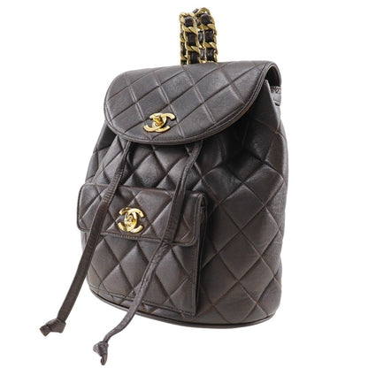 CHANEL Backpack lambskin Brown vintage COCO Mark Matrasse Women
