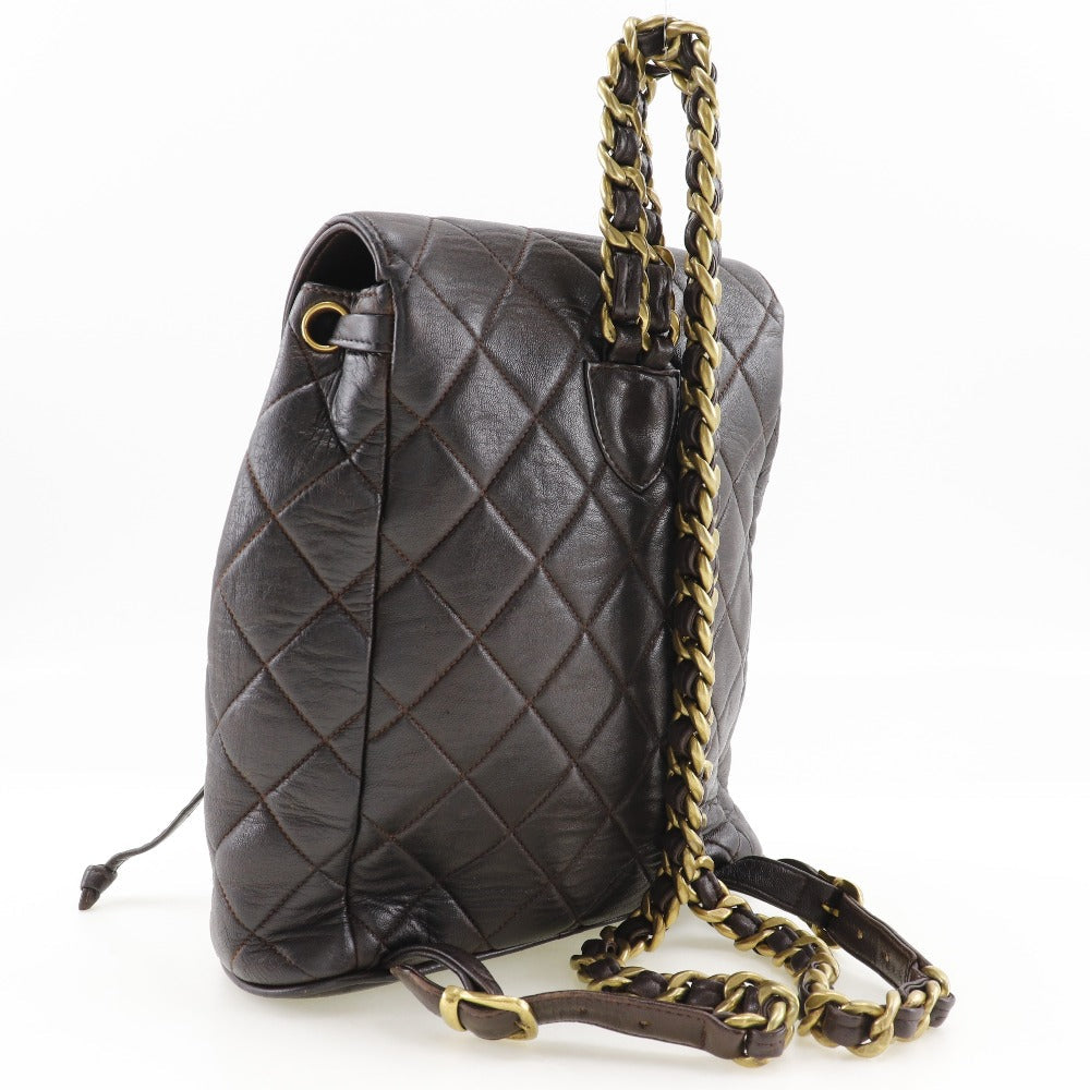 CHANEL Backpack lambskin Brown vintage COCO Mark Matrasse Women