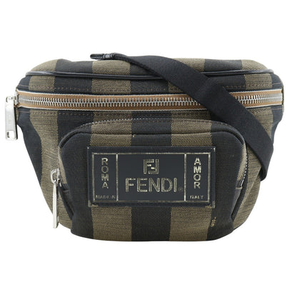 FENDI Waist bag 7VA446 Nylon canvas Brown Sling bag Pecan Stripe unisex(Unisex)