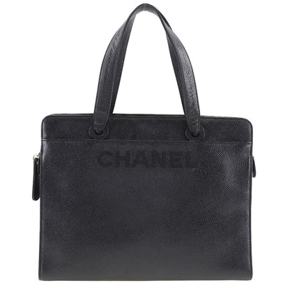 CHANEL Handbag Caviar skin black logo Women