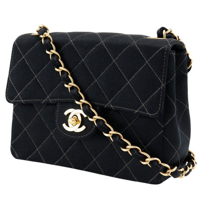 CHANEL Shoulder Bag Satin black Matrasse Mini ChainShoulder Women