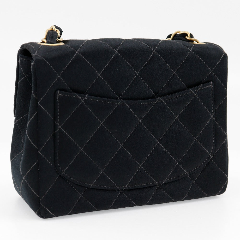 CHANEL Shoulder Bag Satin black Matrasse Mini ChainShoulder Women