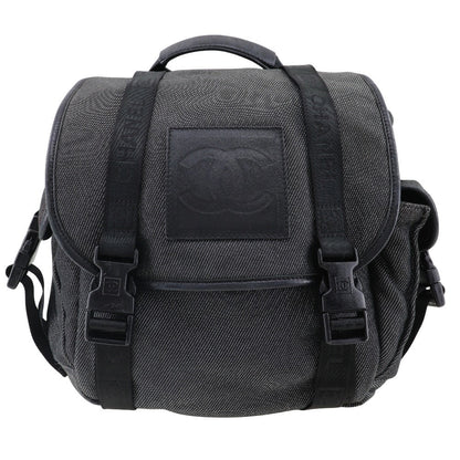 CHANEL Backpack canvas Black / Silver COCO Mark Sports line Backpack Women