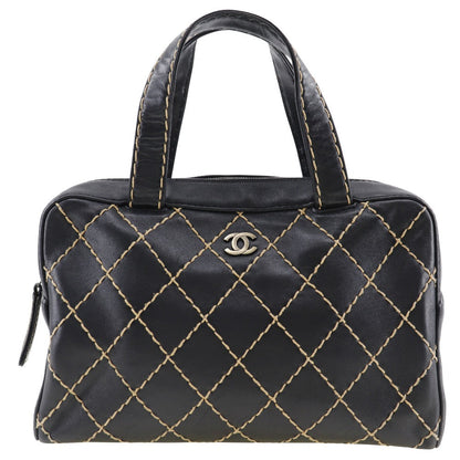 CHANEL Handbag Calfskin black COCO Mark Wild stitch Women