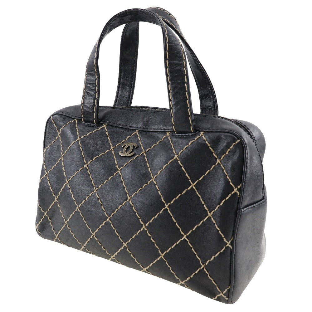 CHANEL Handbag Calfskin black COCO Mark Wild stitch Women