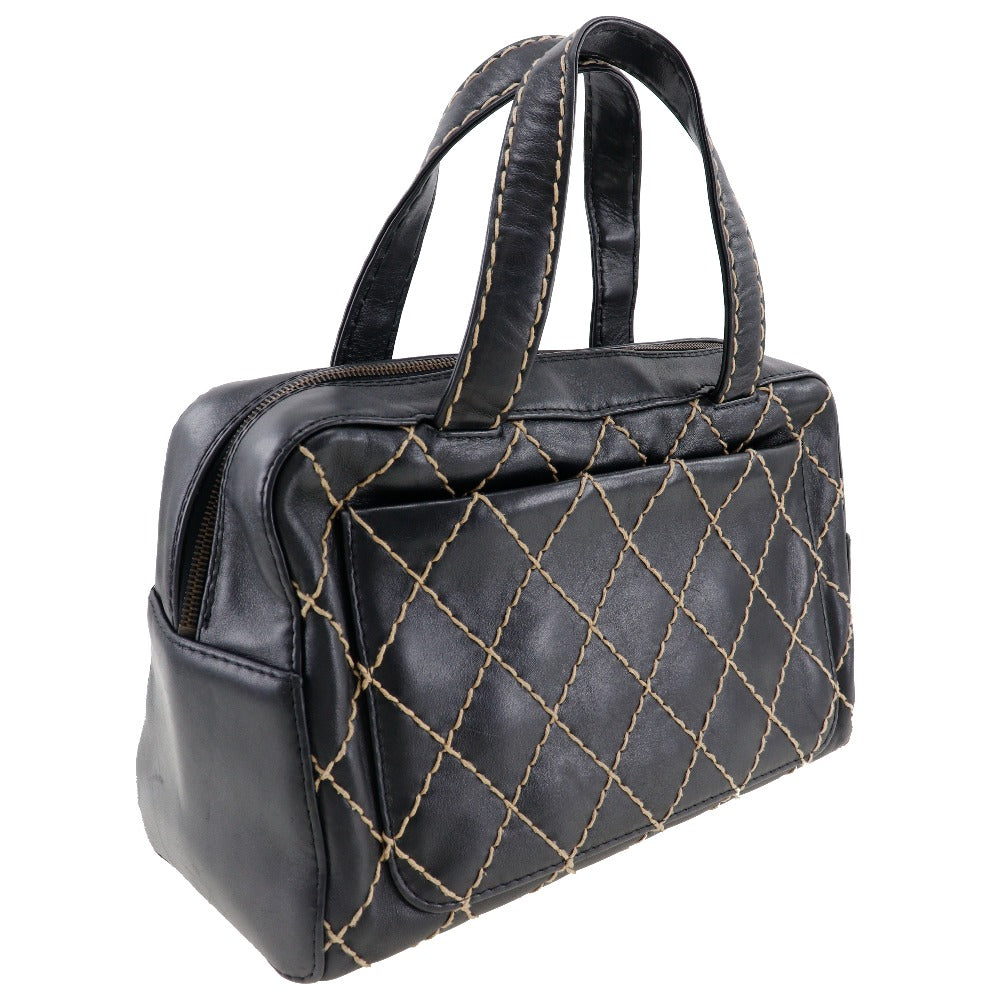 CHANEL Handbag Calfskin black COCO Mark Wild stitch Women