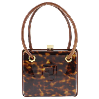 FENDI Handbag Plastic, Leather Brown Party bag FF Women