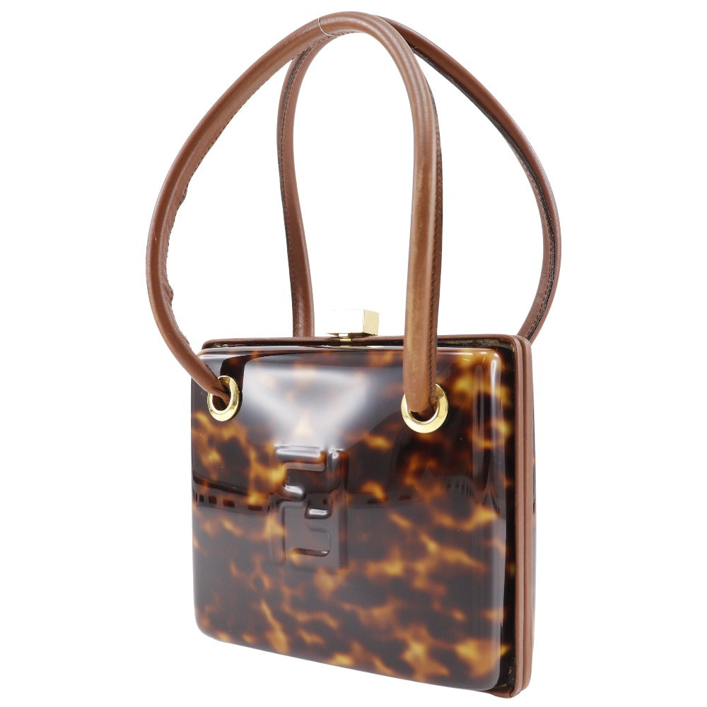 FENDI Handbag Plastic, Leather Brown Party bag FF Women