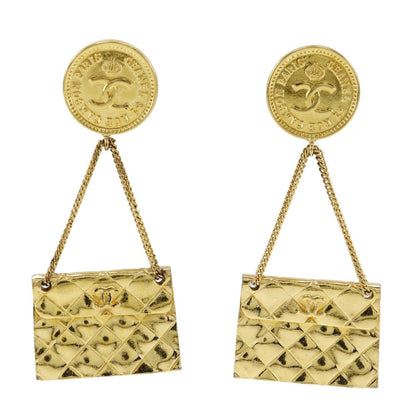 CHANEL Earring Plated Gold gold Matelasse motif COCO Mark Women
