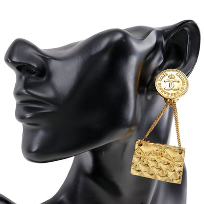 CHANEL Earring Plated Gold gold Matelasse motif COCO Mark Women