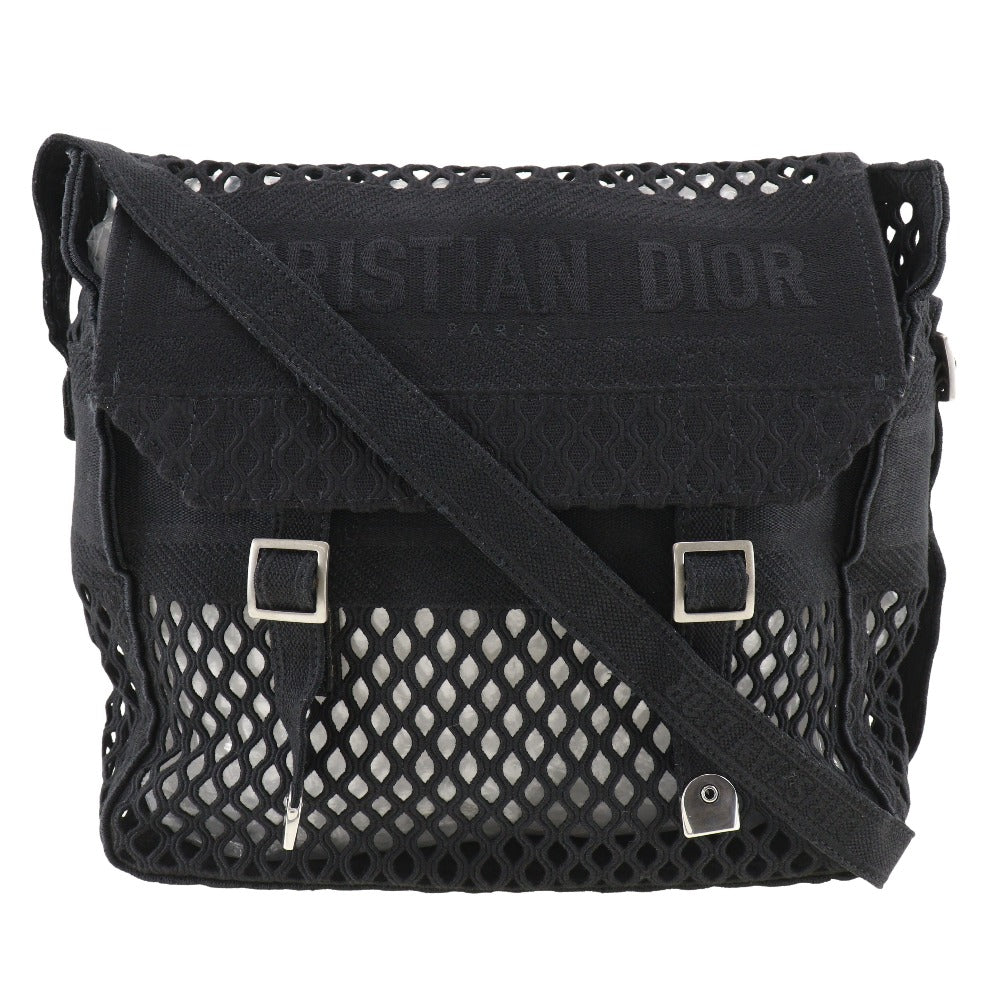 Christian Dior Shoulder Bag canvas black mesh Messenger Women