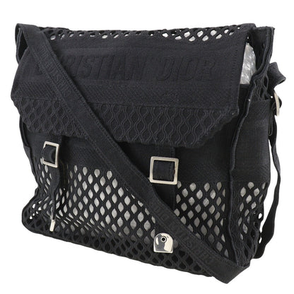 Christian Dior Shoulder Bag canvas black mesh Messenger Women