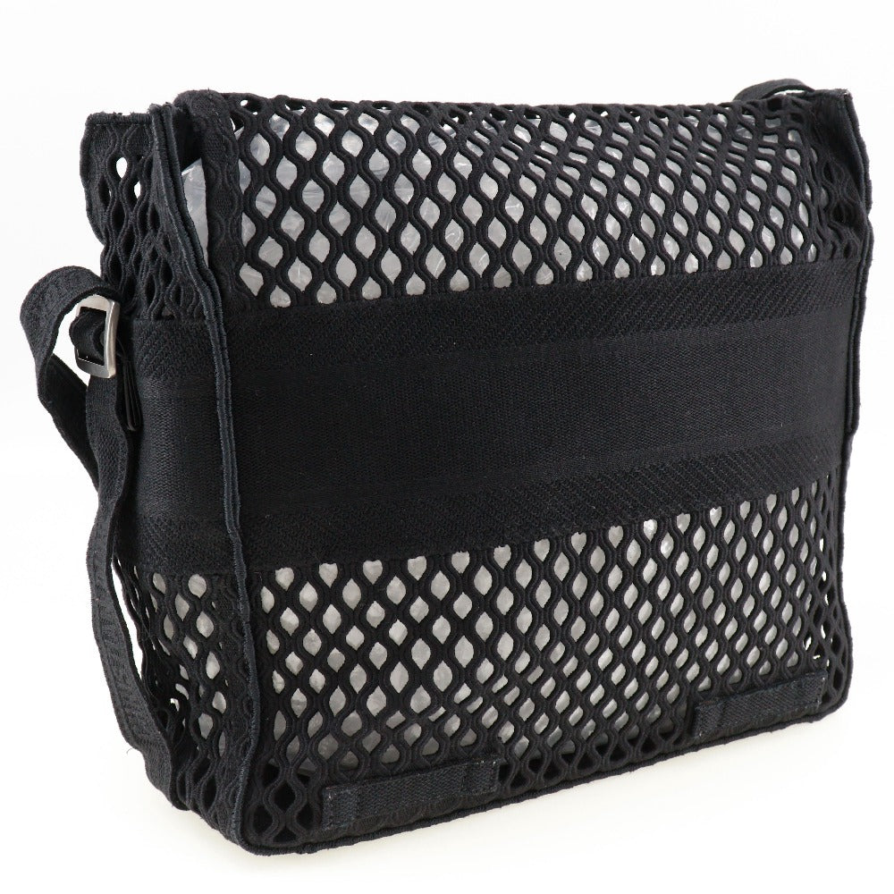 Christian Dior Shoulder Bag canvas black mesh Messenger Women