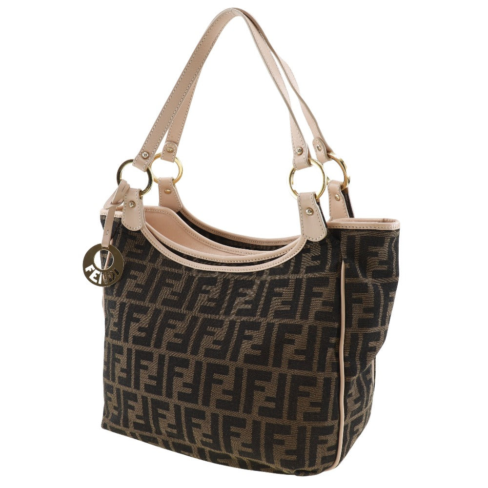 FENDI Tote Bag 8BH156 canvas Brown Logo charm Zucca Women