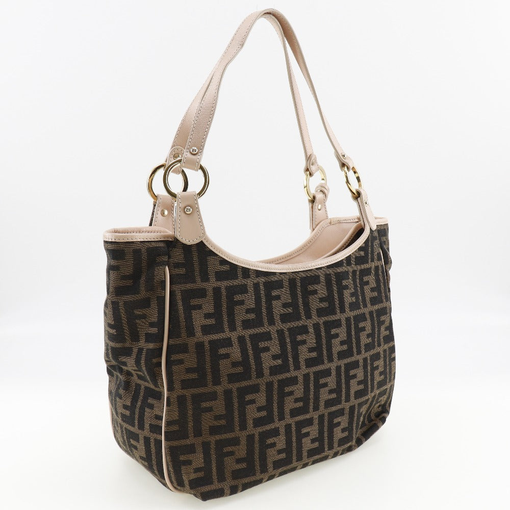FENDI Tote Bag 8BH156 canvas Brown Logo charm Zucca Women