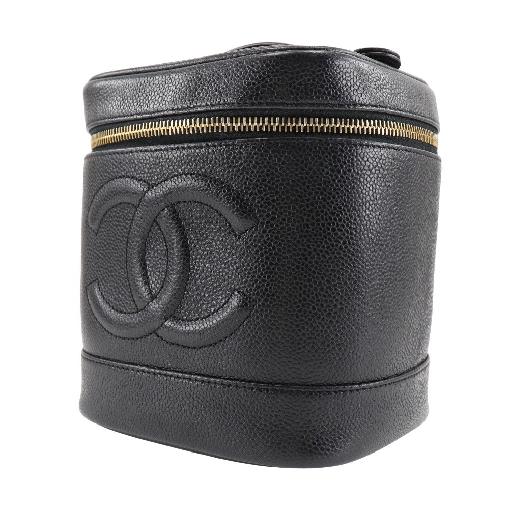 CHANEL Handbag Caviar skin black Handbag COCO Mark Vanity Women