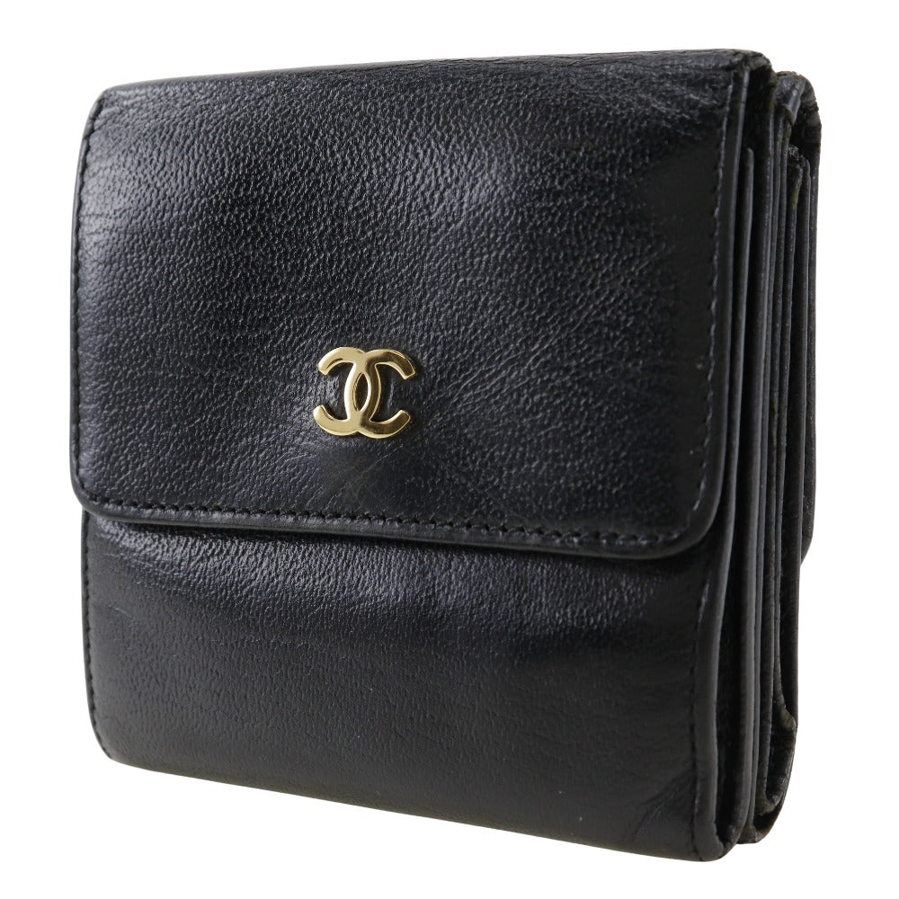CHANEL Bifold Wallet A13456 Calfskin black W Hook Wallet  COCO Mark Women
