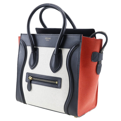 CELINE Handbag 167792 Calfskin, Canvas black Tricolor Micro shopper Luggage Women