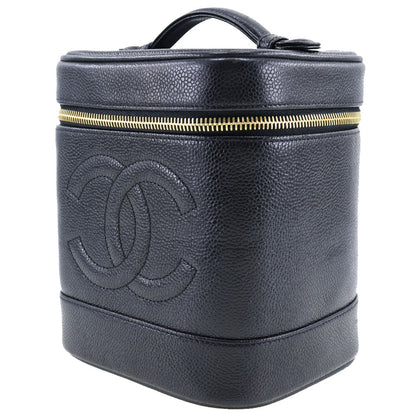 CHANEL Handbag Caviar skin black COCO Mark Vanity Women