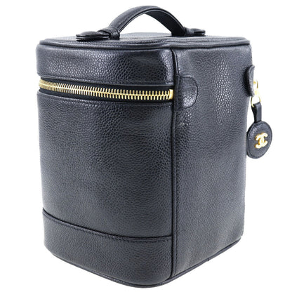 CHANEL Handbag Caviar skin black COCO Mark Vanity Women
