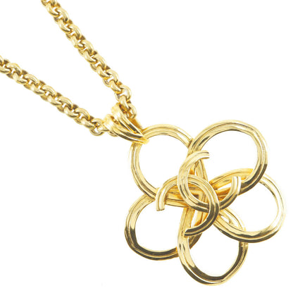 CHANEL Necklace Plated Gold gold vintage Turn lock COCO Mark Flower Women
