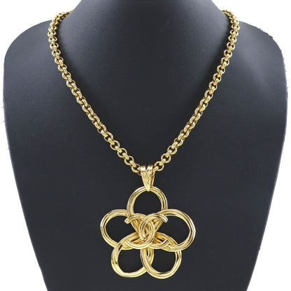 CHANEL Necklace Plated Gold gold vintage Turn lock COCO Mark Flower Women