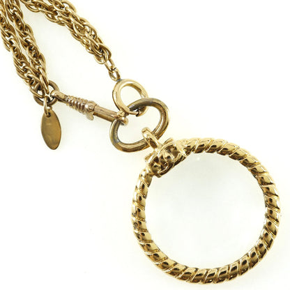 CHANEL Necklace Plated Gold gold vintage Double chain Loupe Women