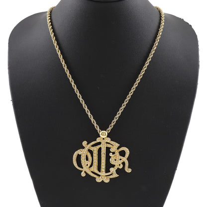 Dior Necklace Plated Gold gold vintage Emblem logo Women