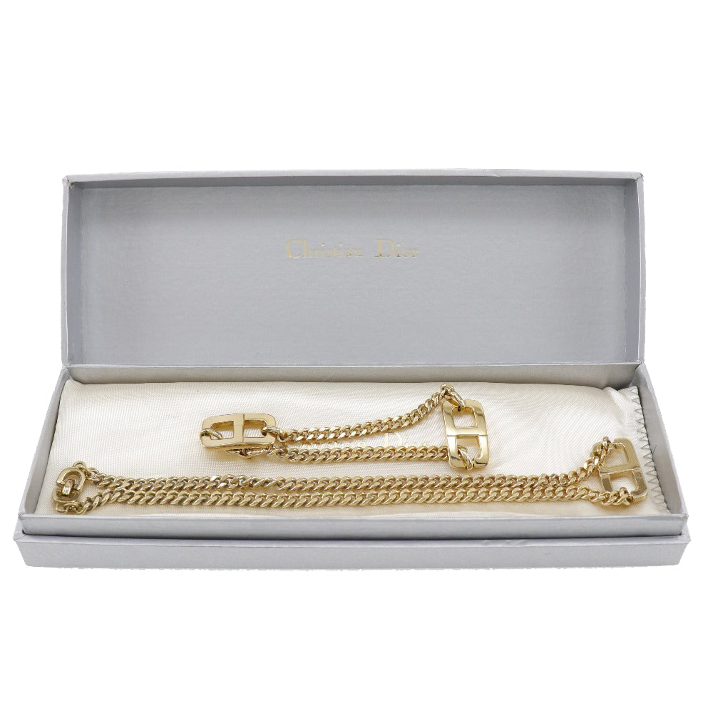 Christian Dior Necklace Plated Gold gold CD logo Bure Rubbed t-set Women